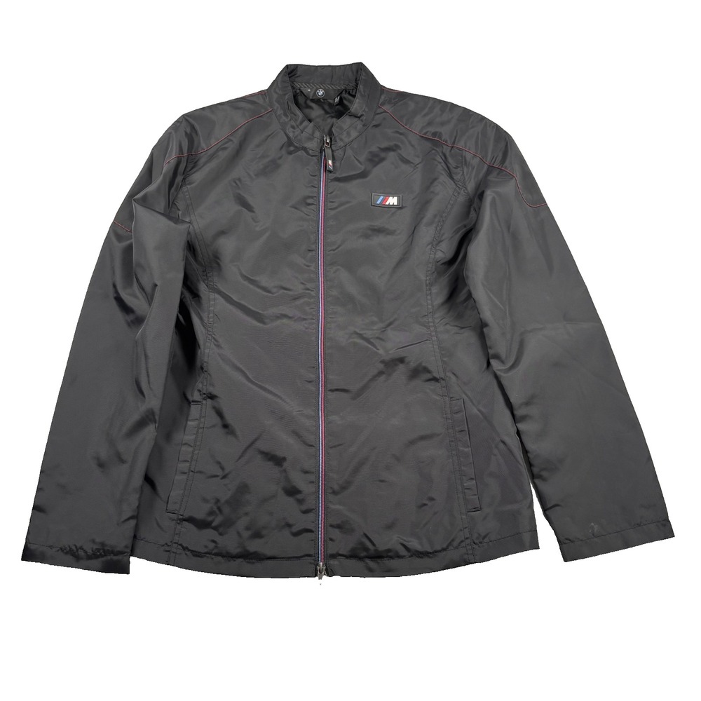 BMW M Womens XL Black Lightweight Jacket Full Zip Nylon Windbreaker Logo